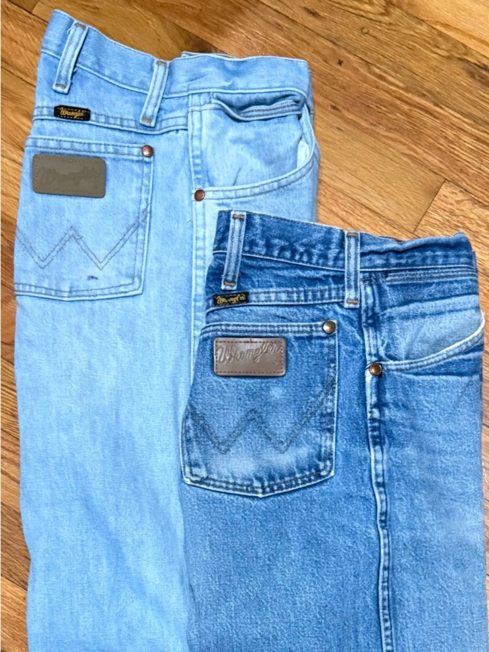 Lot of 2 Wrangler Men's 30x34 Cowboy Cut Light Wash Blue Jeans